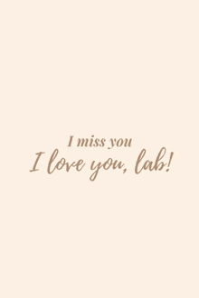 it says `` i miss you , i love you , lab ! '' on a white background .