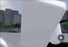 a white object with an arrow pointing up in front of it