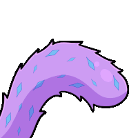 a cartoon drawing of a purple tail with blue diamonds