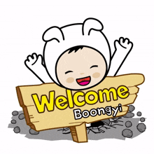 jumping sign cute baby welcome