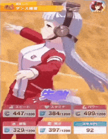 a girl with headphones on is dancing in a video game