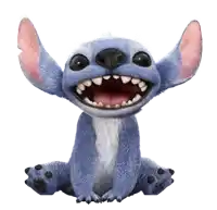 a stuffed animal with stitch 's mouth open and teeth showing