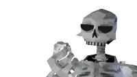 a cartoon skeleton giving a thumbs up sign