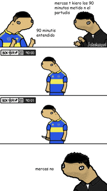 a cartoon of a man with a knife and the words marcas no