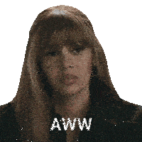 a woman is making a funny face with the words aww on her face