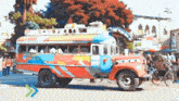 a colorful bus with the number 45720 on it