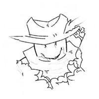 a drawing of a man wearing a cowboy hat