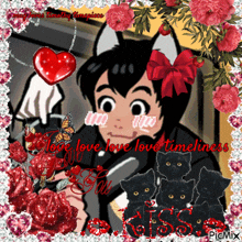 a picture of a boy with cat ears and the words " love love love timelessness "