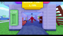 a cartoon character is standing in front of a sign that says server time 1,0026