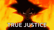 a picture of a cartoon character with the words true justice written below him