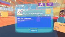 a screenshot of a video game with a message from etf vr