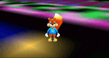 a cartoon squirrel in a blue jacket with the number 6 on it