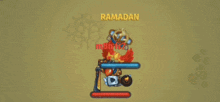 a cartoon character with the word ramadan in the corner