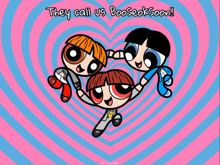 they call us booseok soon on a pink and blue heart shaped background