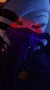 a purple and red object is floating in the air