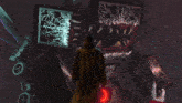a blurry picture of a person standing in front of a window .