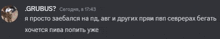 a screenshot of a conversation with grubus at 17:43