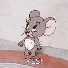 jerry from tom and jerry is yawning in a diaper .
