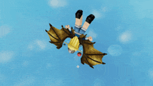 a person in a yellow hat is flying through the air with bat wings