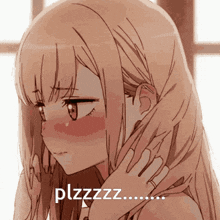 a drawing of a girl with the word plzzzz on the bottom right