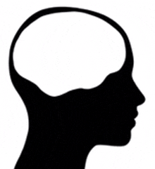 a silhouette of a person 's head with a brain .