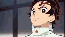 a close up of a cartoon character 's face with a serious look on his face