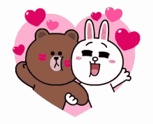 love kiss heart in love cony and brown