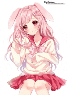 Kawaii anime girl with long pink hair uwu