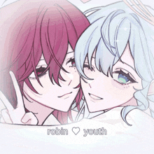 a drawing of two girls with the words robin youth written below them