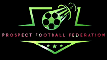 a logo for the prospect football federation shows a green soccer ball