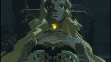 a close up of a cartoon character 's face with a surprised look on her face