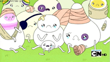 a group of cartoon characters with bandages on their faces and the words cn hd on the bottom right