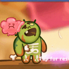 a cartoon character with a pink bubble coming out of his mouth is standing next to a bone .