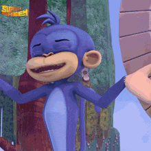 a cartoon of a monkey with the words super sheem behind him