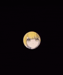 a yellow haired anime girl is standing in a circle .