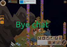 a screenshot of a game with the words bye chat on it