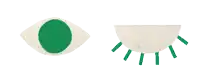 a drawing of an eye with a green circle in it