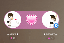 a cartoon of a girl holding a heart next to a boy holding a baseball