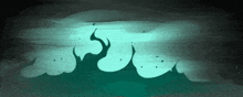 a drawing of a person 's mouth with a turquoise glow