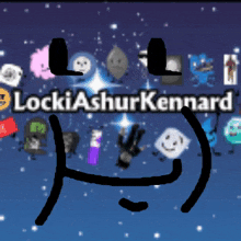 a drawing of a face with the name lockiashurkennard
