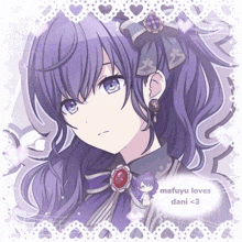 a picture of a girl with purple hair and the words mafuyu loves dani