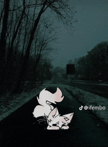a drawing of a cat on the side of a road with the hashtag @ifembe