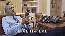 Give It Here Obama GIF - Give It Here Obama Cell Phone GIFs