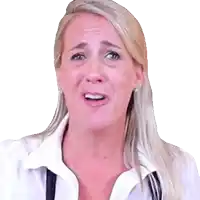 a woman in a white shirt and suspenders smiles for the camera