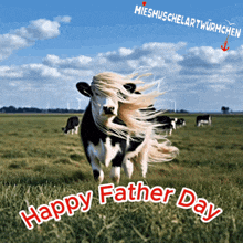 a picture of a cow with a happy father day message
