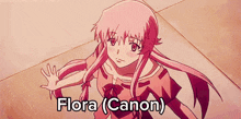 a girl with pink hair and the name flora ( canon )