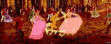 a group of people are dancing in a ballroom and the word sw is on the bottom right