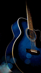 a blue acoustic guitar with the words official written above it