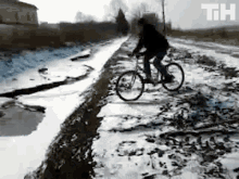Snow Bicycle GIF - Snow Bicycle Fall Down GIFs