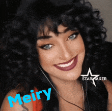 a picture of a woman with the name meiry on her face